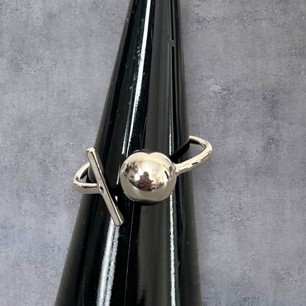 Silver Ring Adjustable Size Ball Design - image 2